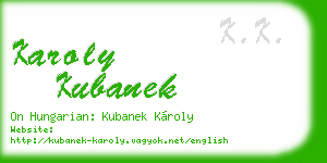 karoly kubanek business card